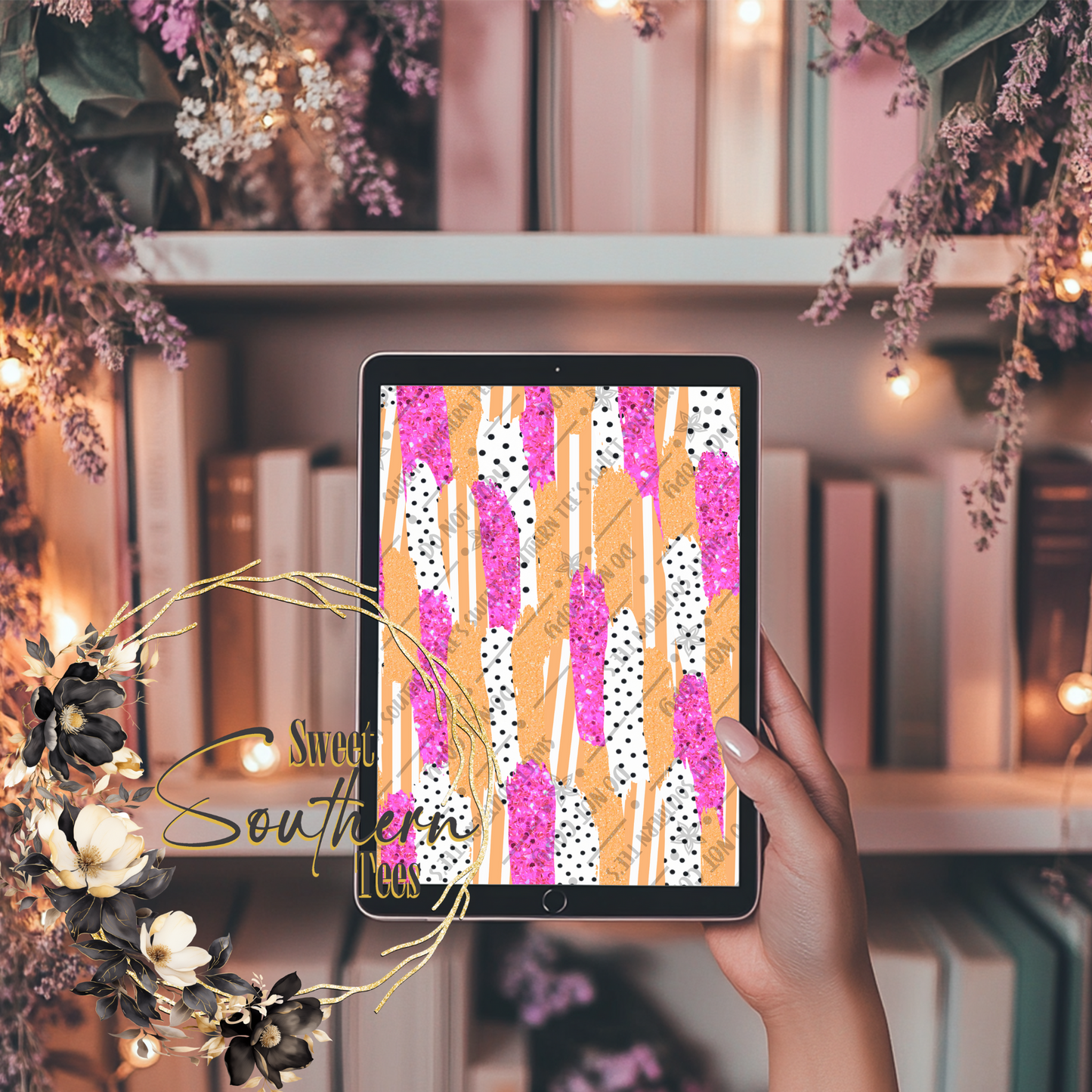 Preppy Pink & Orange Striped/Polka dots Digital Papers