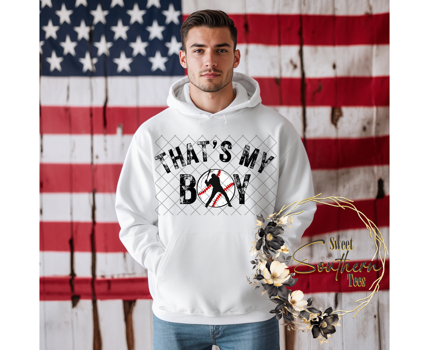 Baseball-That's My Boy- Mens 2 piece set (Black & White)