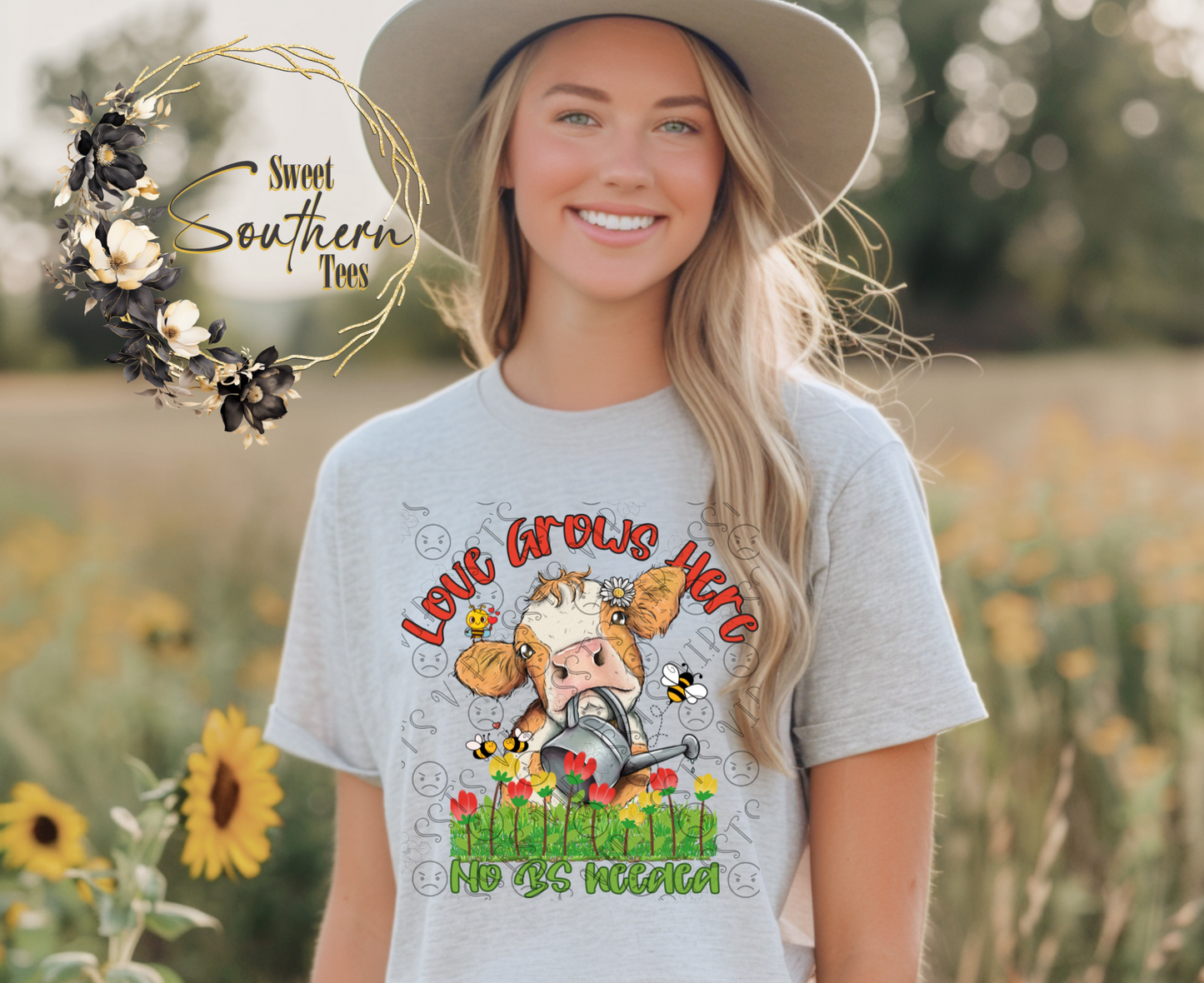 Spring Cow- Love Grows Here No BS Needed