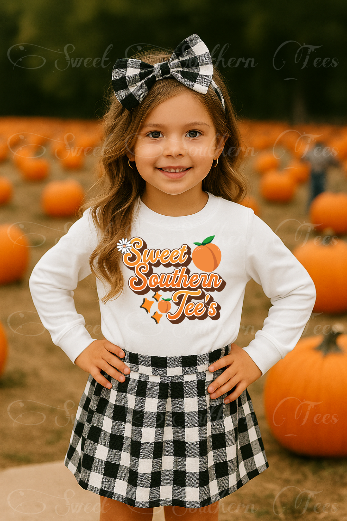Girl-Pumpkin Patch-White Longsleeve Shirt-Mockup