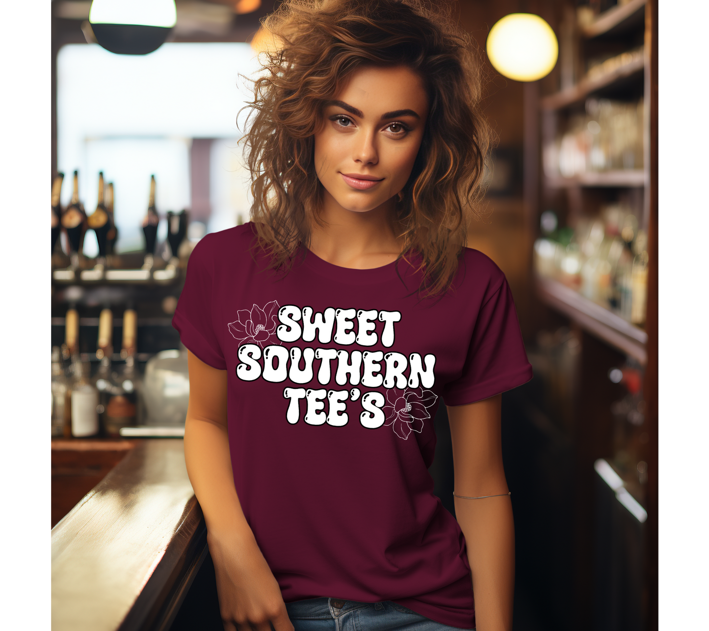 Maroon-Gildan-Barkeep Woman-Mockup