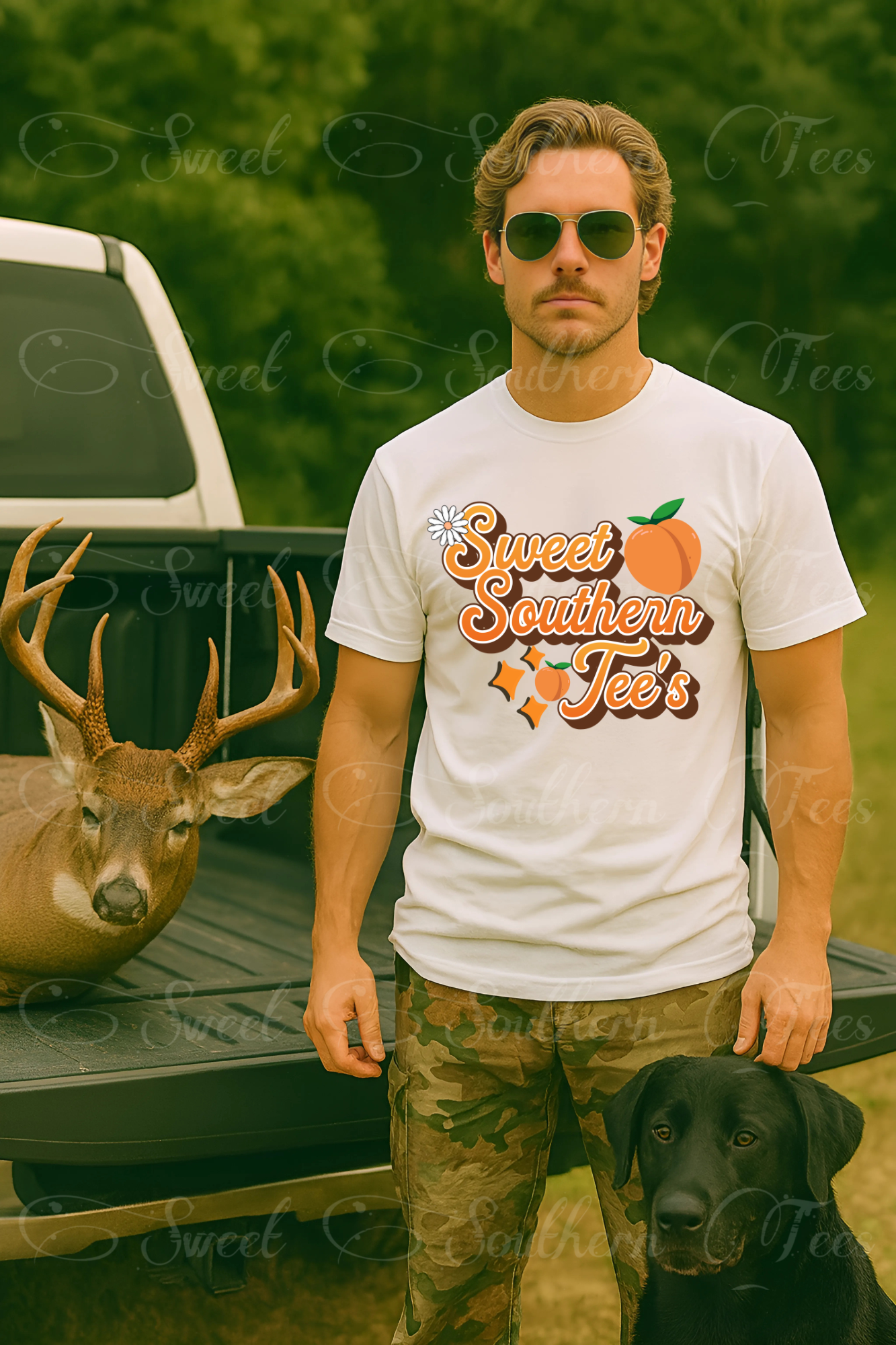 Mens-Hunting-White Tshirt-Mockup