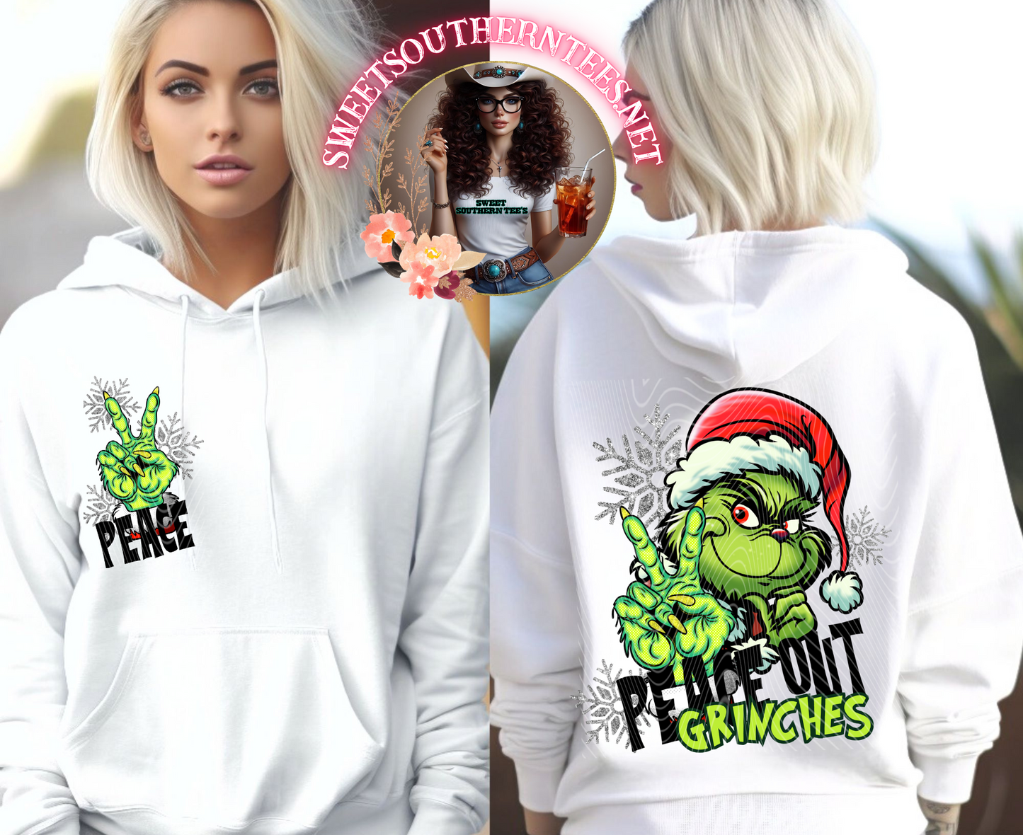 Peace Out Grinches- 3 piece- Front and sleeve both with and without backgound