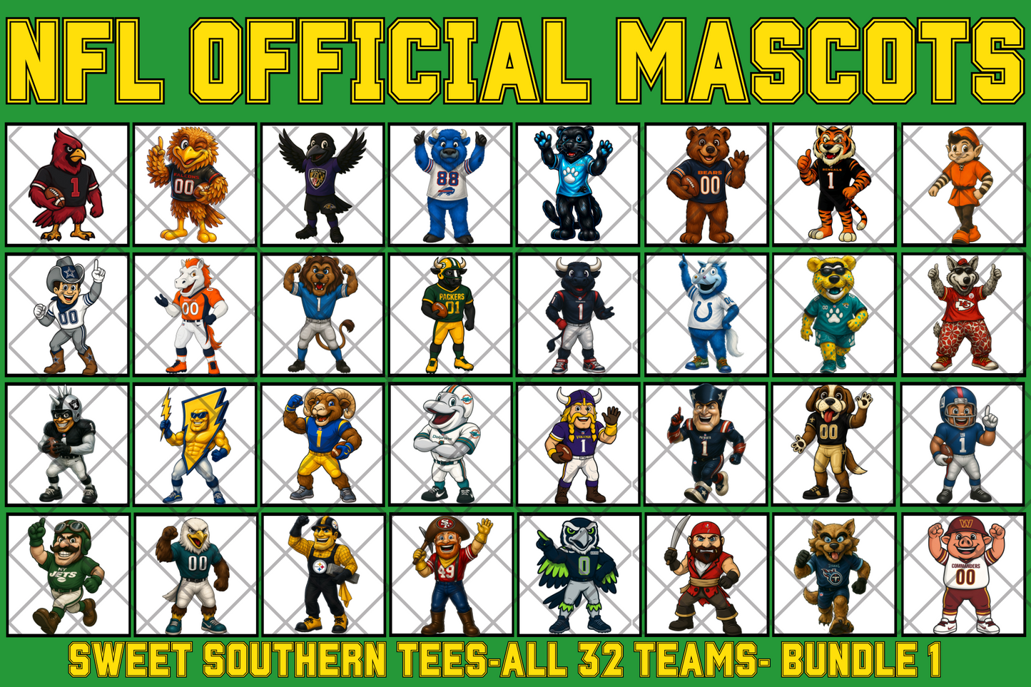 NFL Official Mascots Clipart Bundle (August Clipart Drive 2025)
