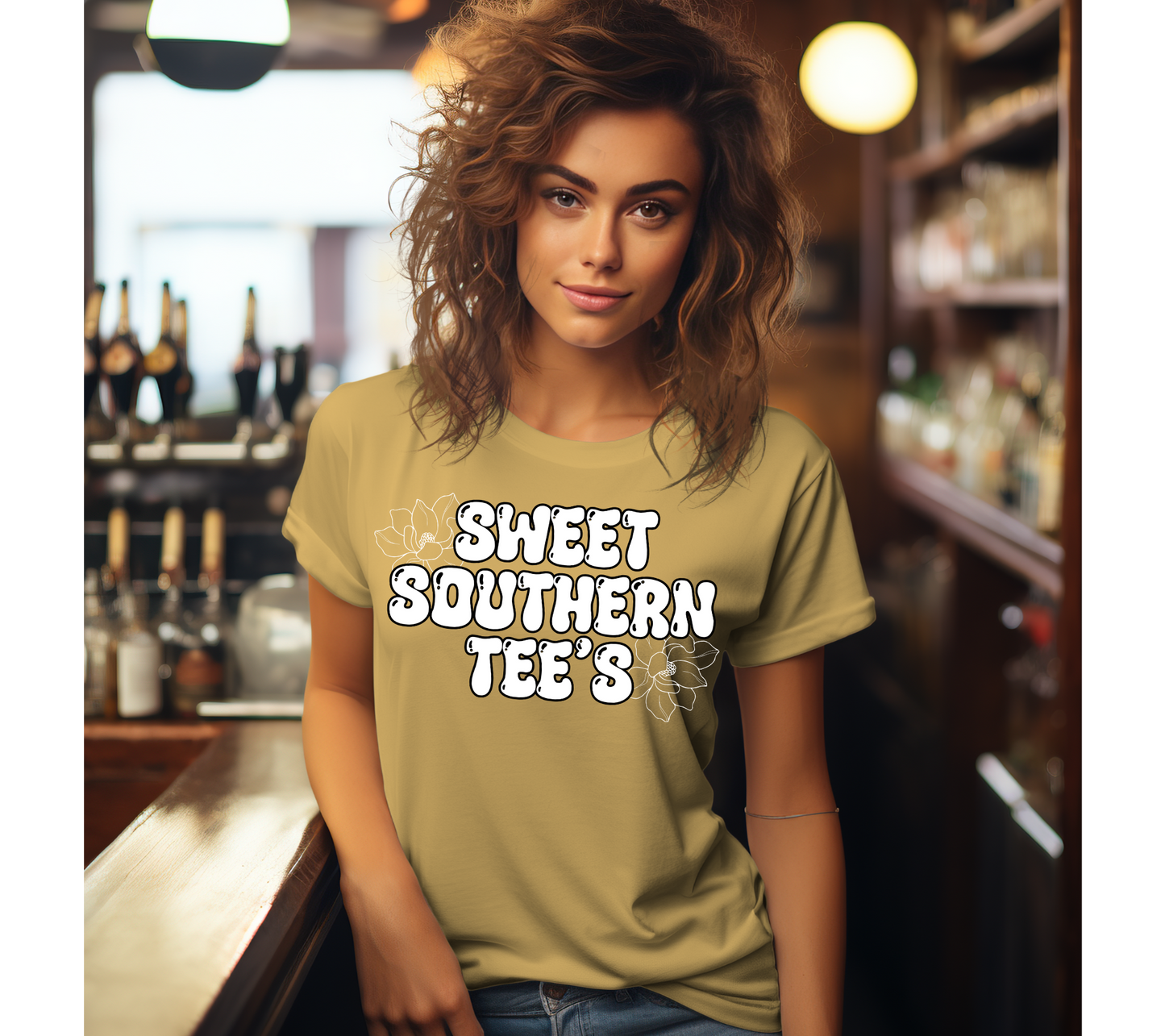 Yellow Maize-Gildan-Barkeep Woman-Mockup