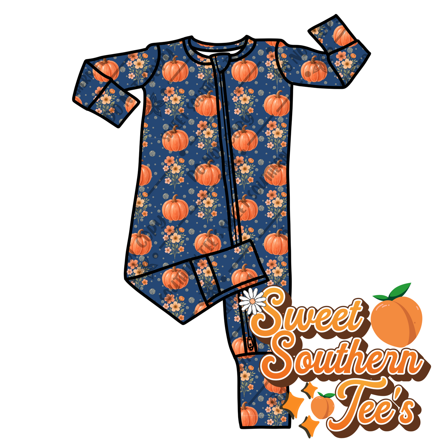 Fall Pumpkin Floral Seamless