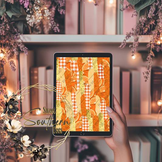 Golden Orange Checkers Brush Digital Paper