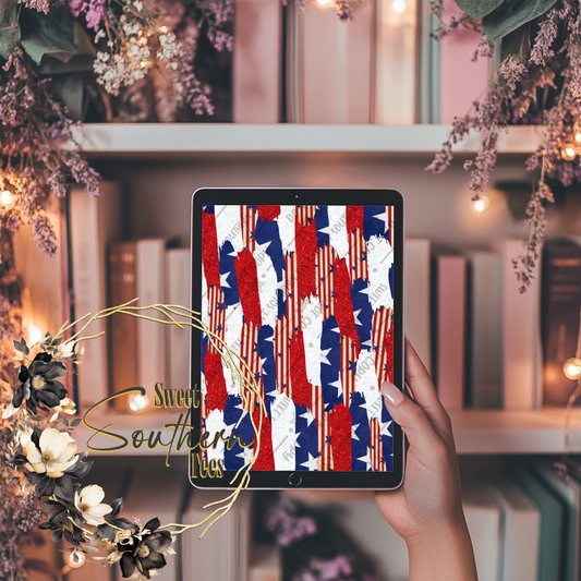 Vintage Red White & Blue Stars and Stripes Brush Digital Paper