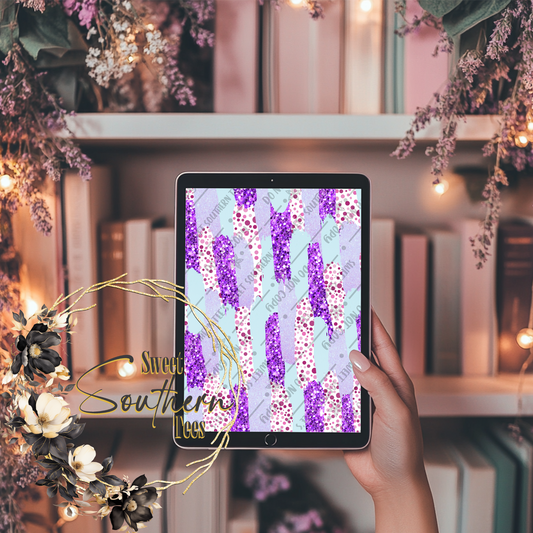 Purple Glitter Polka Dot Brush Digital Paper