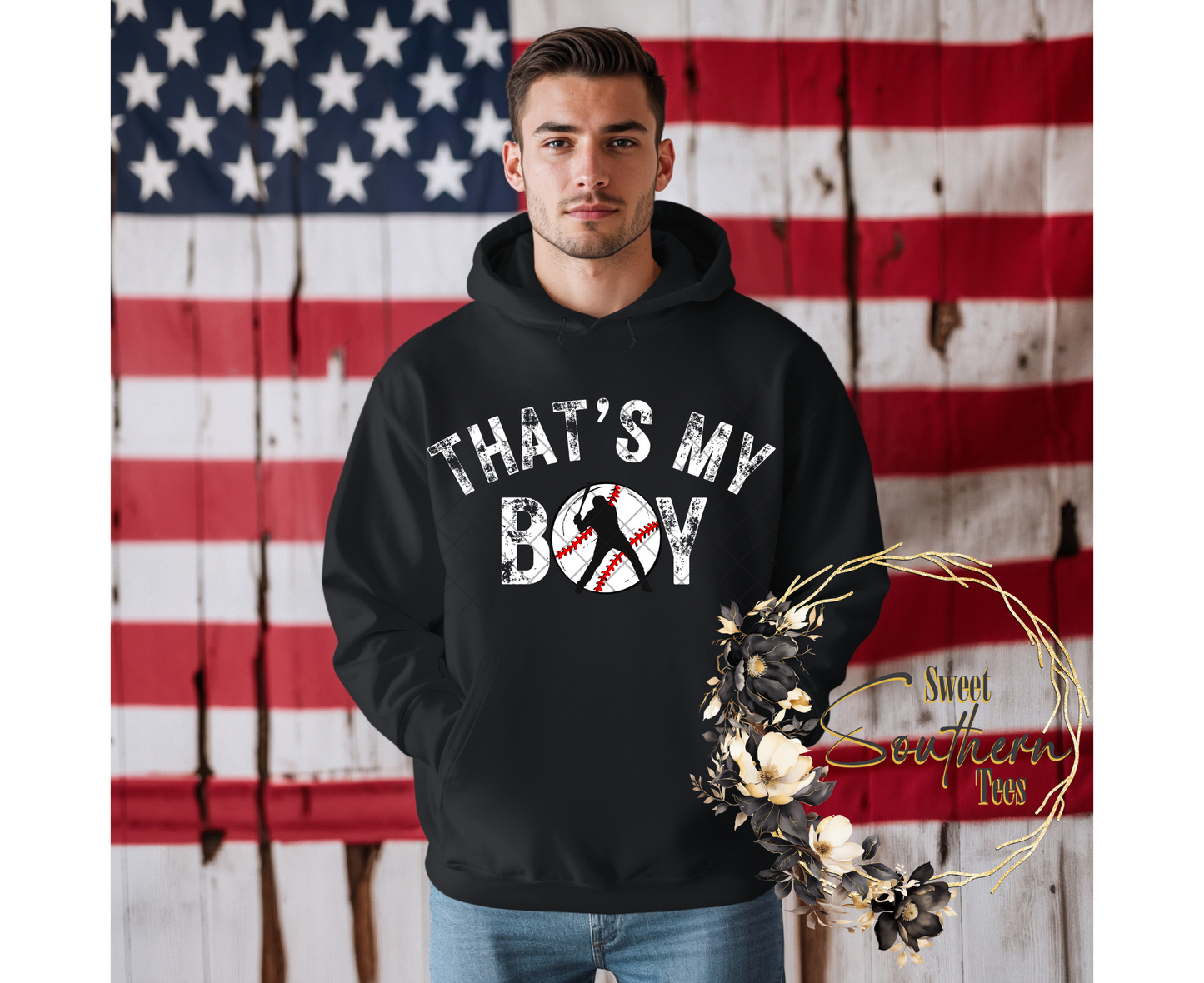 Baseball-That's My Boy- Mens 2 piece set (Black & White)