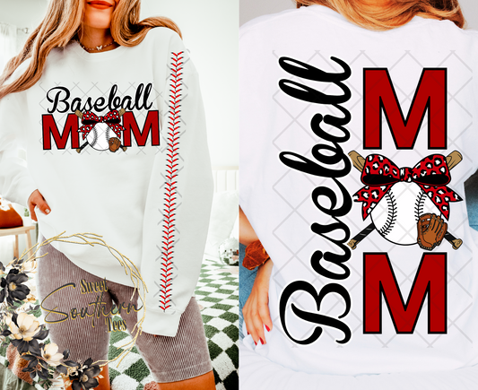 Baseball Mom- 3 piece front, back & sleeve