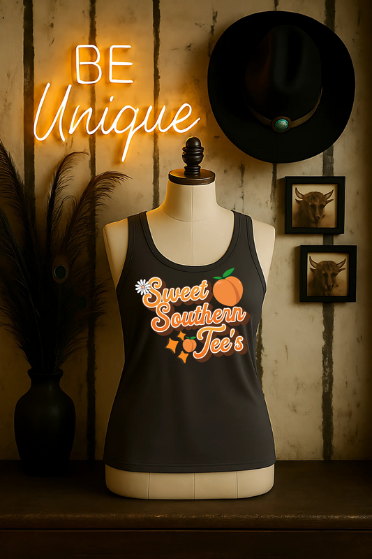 Be Unique-Western Boho Alternative- Charcoal Grey Tank Top Mockup (June Mockup Drive 2025)