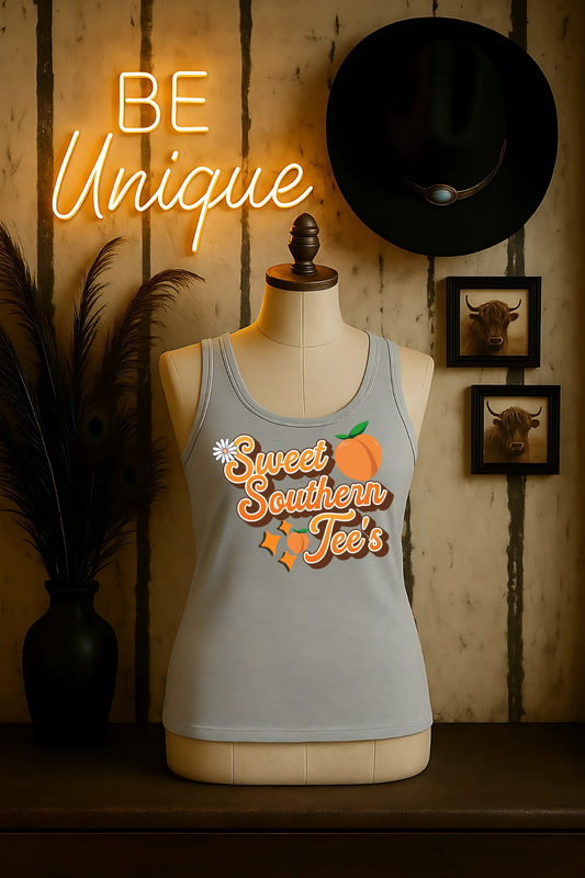 Be Unique-Western Boho Alternative- Light Grey Tank Top Mockup (June Mockup Drive 2025)