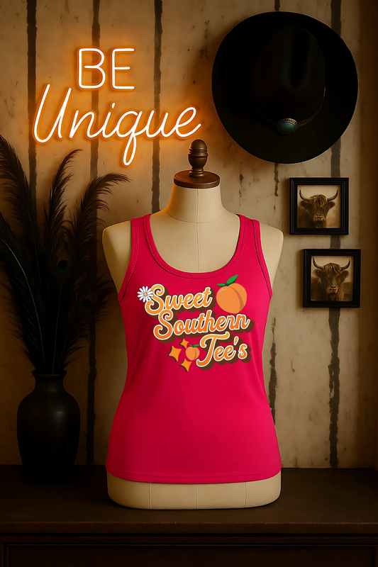 Be Unique-Western Boho Alternative- Very Berry Pink Tank Top Mockup (June Mockup Drive 2025)