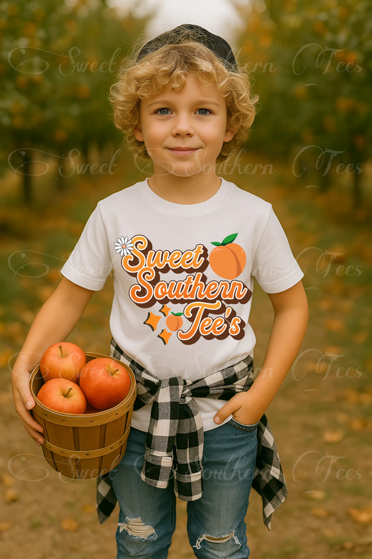 Boy- Apple Picking-White Tshirt-Mockup