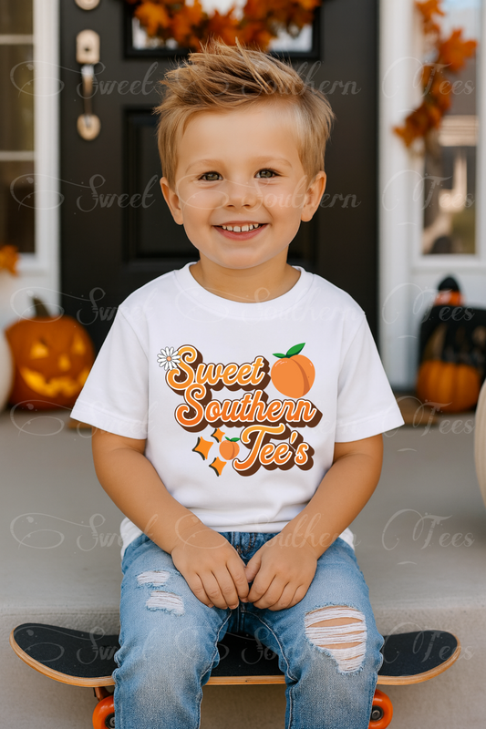 Boy-Fall Porch-White Tshirt-Mockup