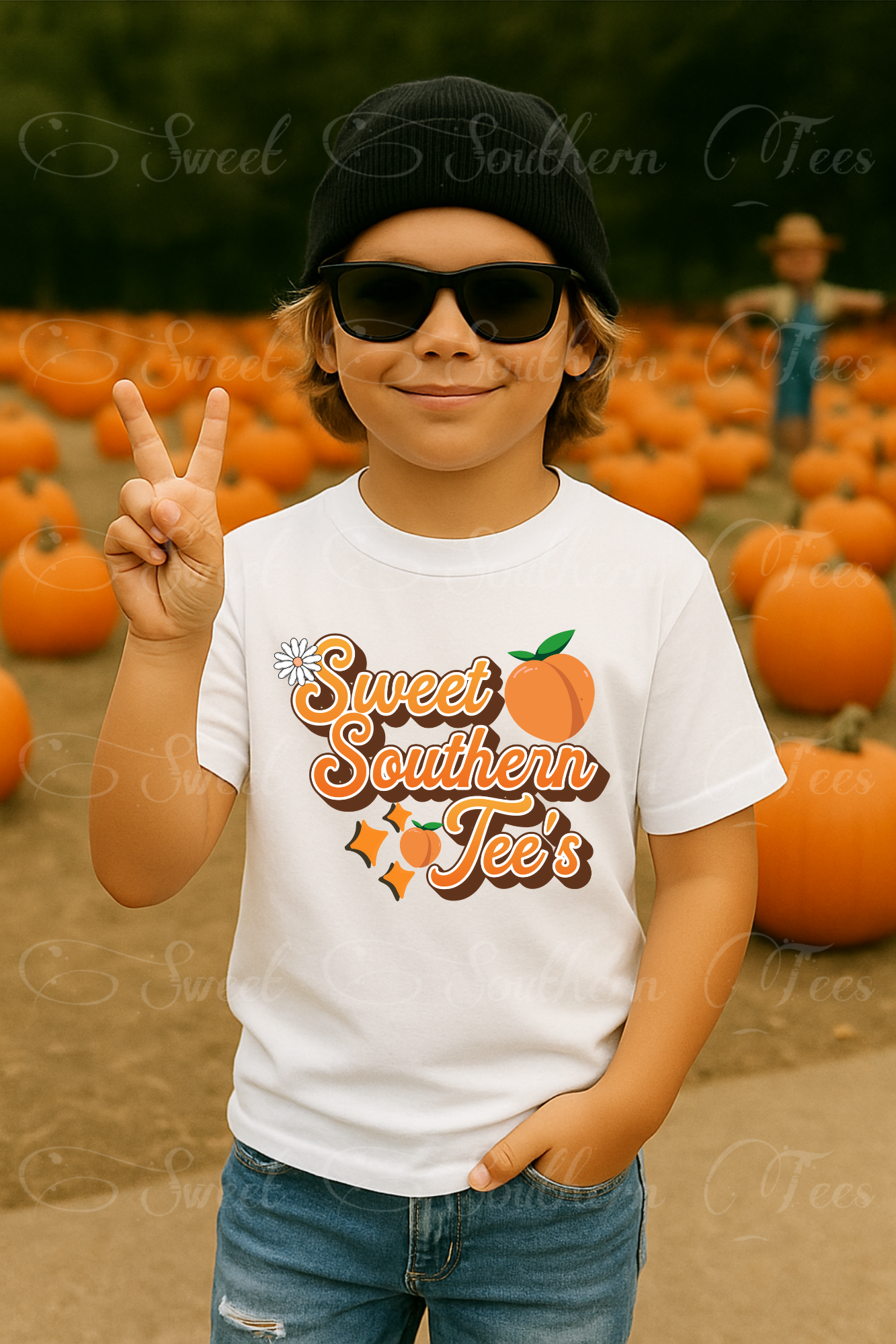 Boy-Pumpkin Patch-White Tshirt-Mockup