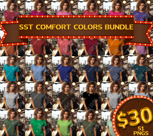 GILDAN Comfort Colors-Barkeep Woman Mockup Bundle (51 PNGS)