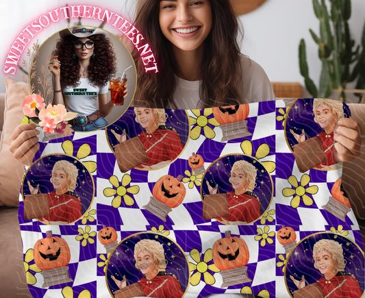 Halloweentown-Aggie Purple Checkered Seamless