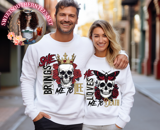 His & Her Front & Back-Skull and Roses