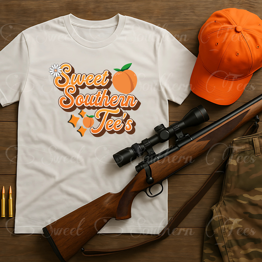 Mens-Hunting Flat Lay-White Tshirt-Mockup