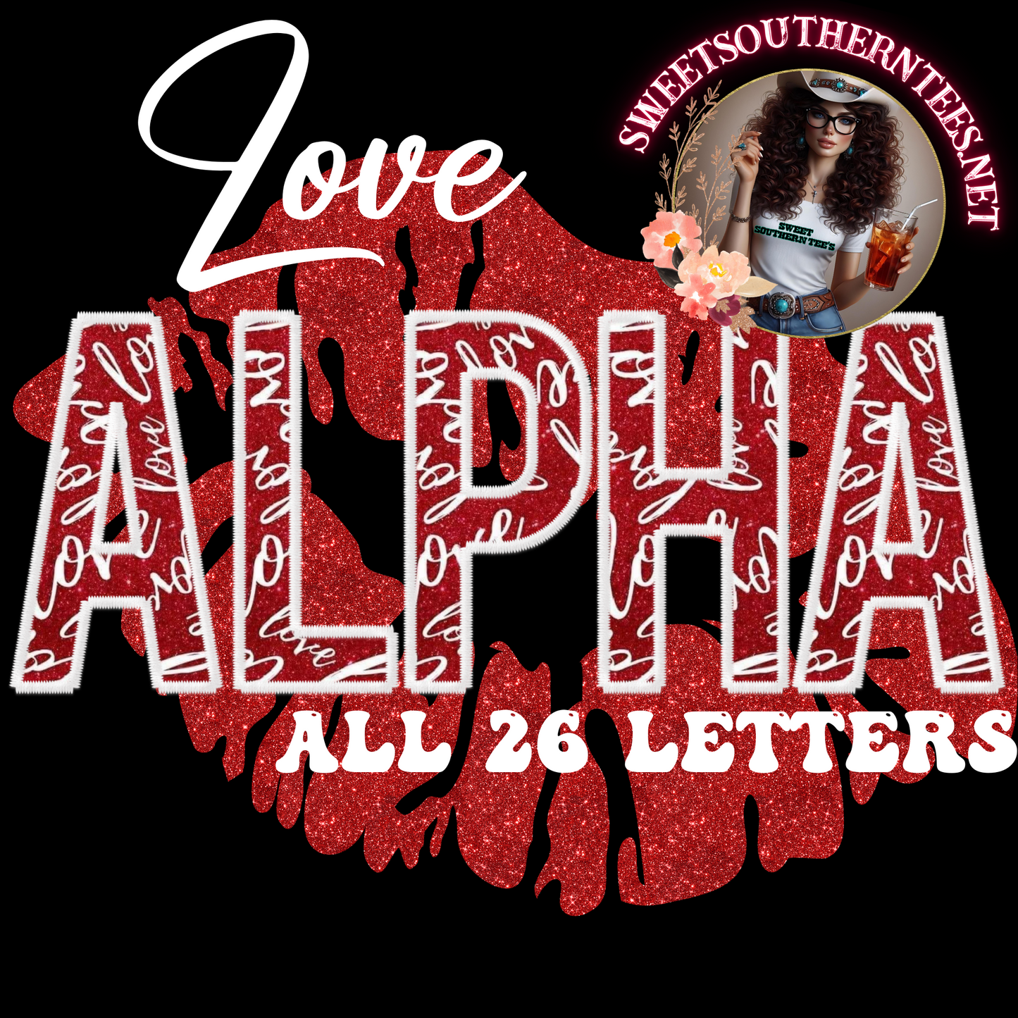 Red & White Love Valentines Alpha Set