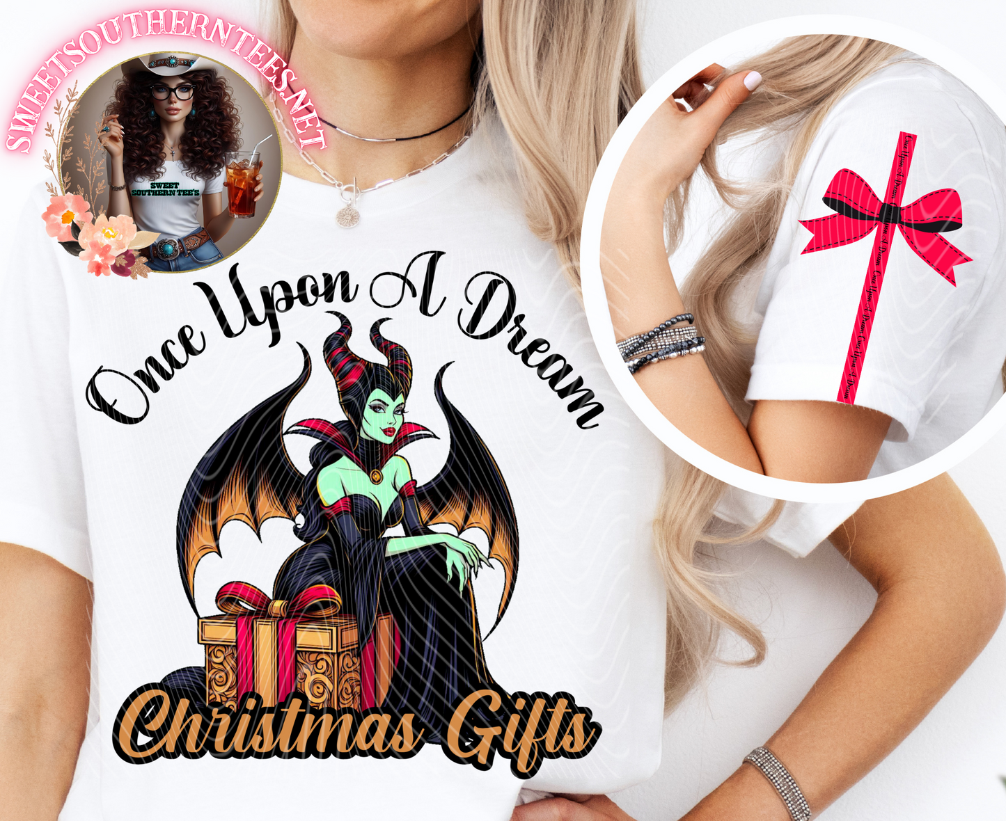 Once Upon A Dream Christmas Gifts- Maleficent Front and sleeve