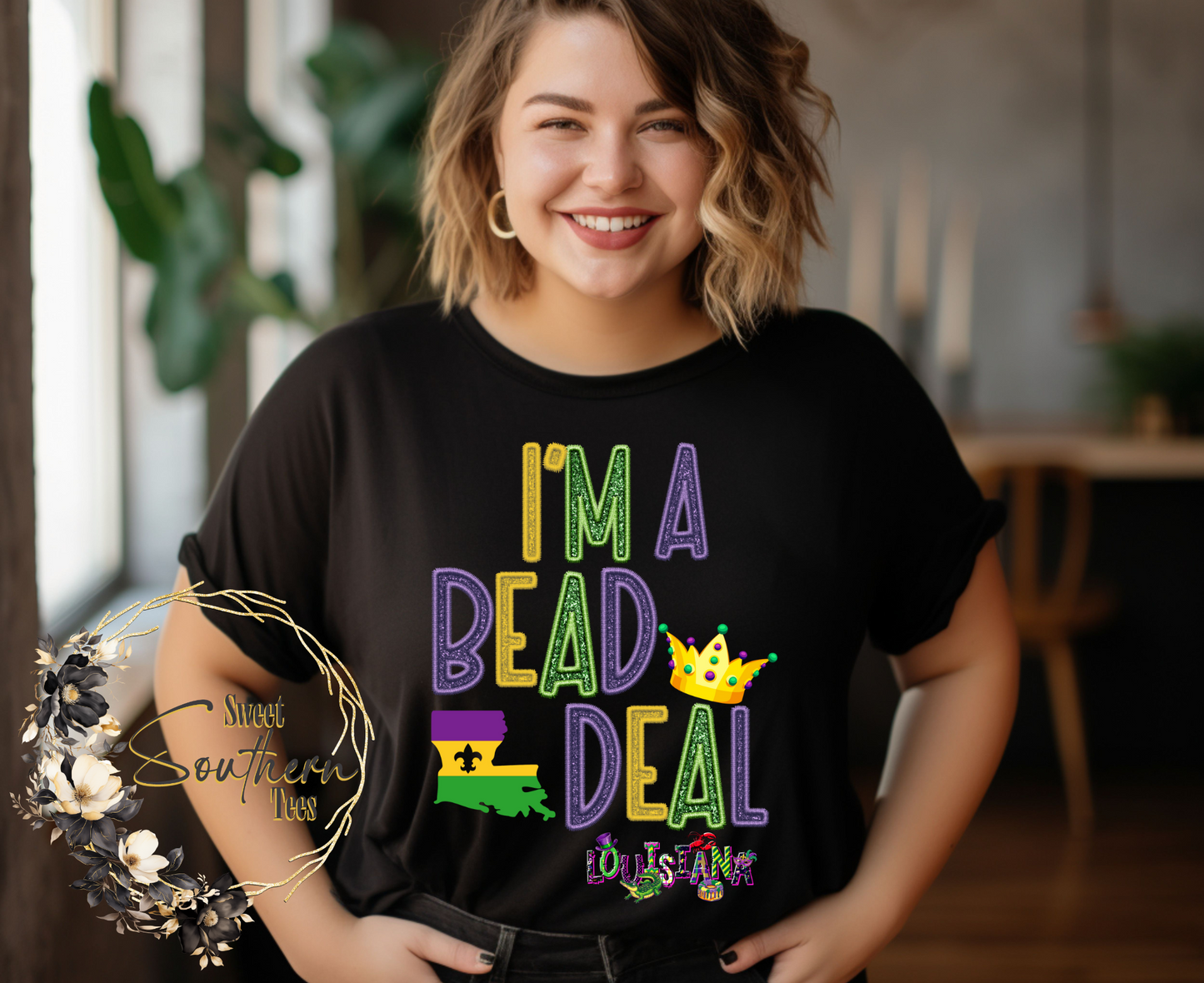 I'm A Bead Deal- Mardi Gras Sequin