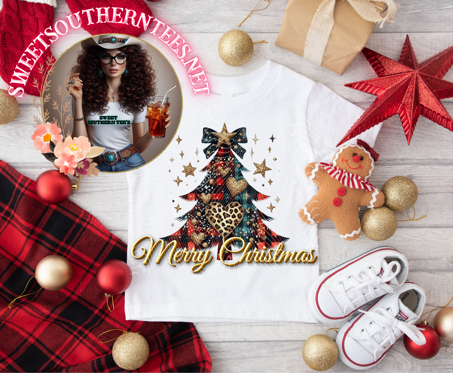Merry Christmas Leopard Plaid Tree