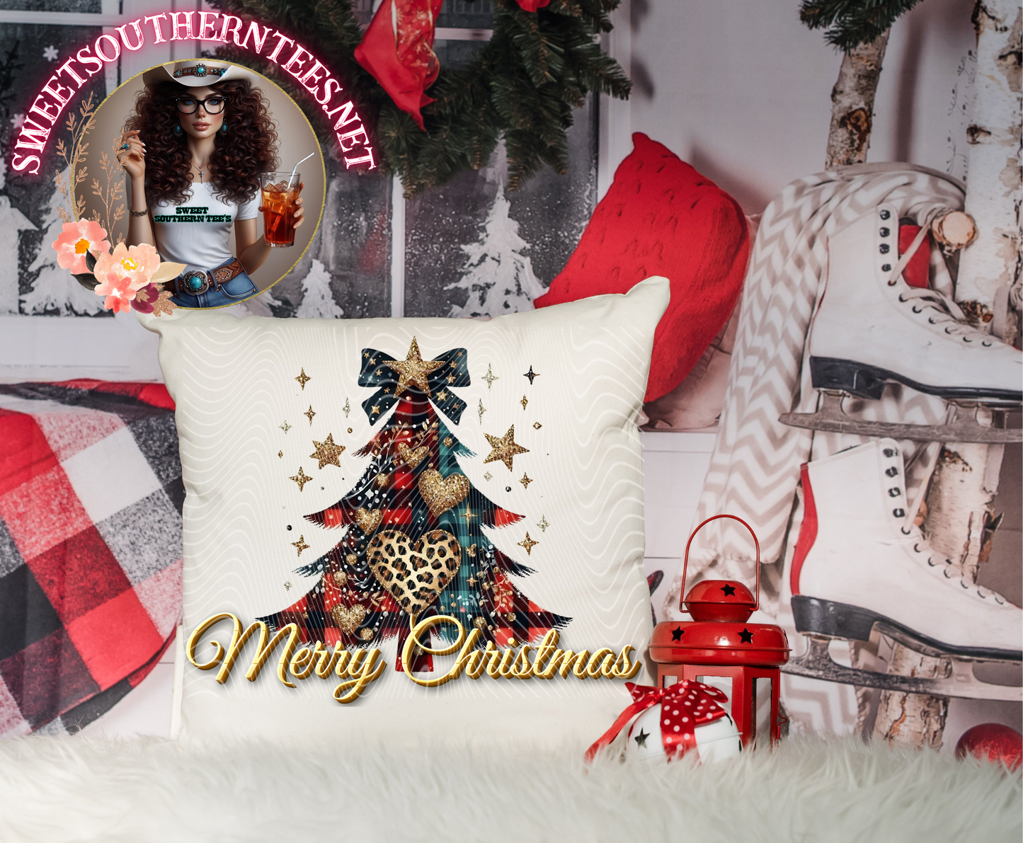 Merry Christmas Leopard Plaid Tree