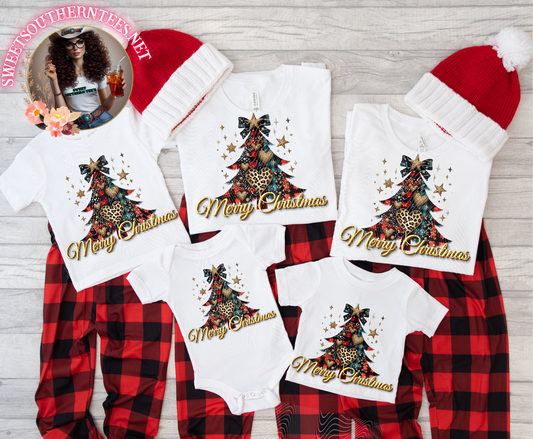 Merry Christmas Leopard Plaid Tree