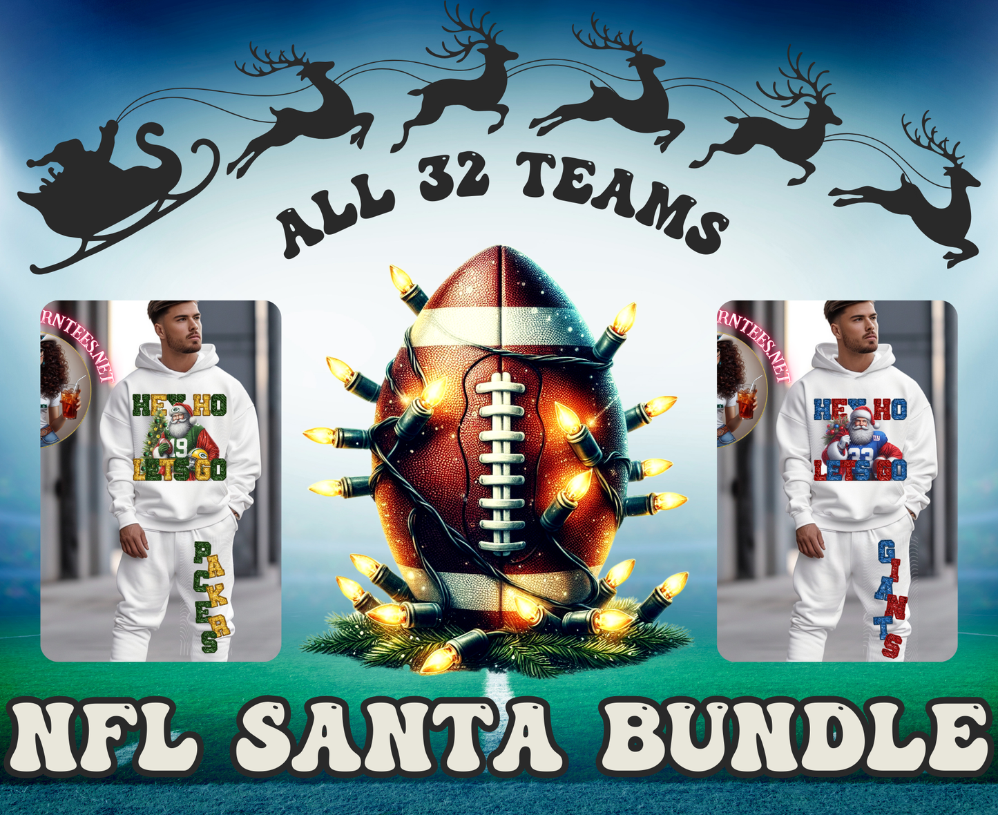 NFL Santa Bundle-All 32 Teams-Front & Sleeve