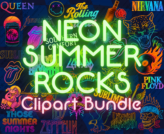 Neon Summer Rocks Clipart Bundle (June Clipart Drive 2025)