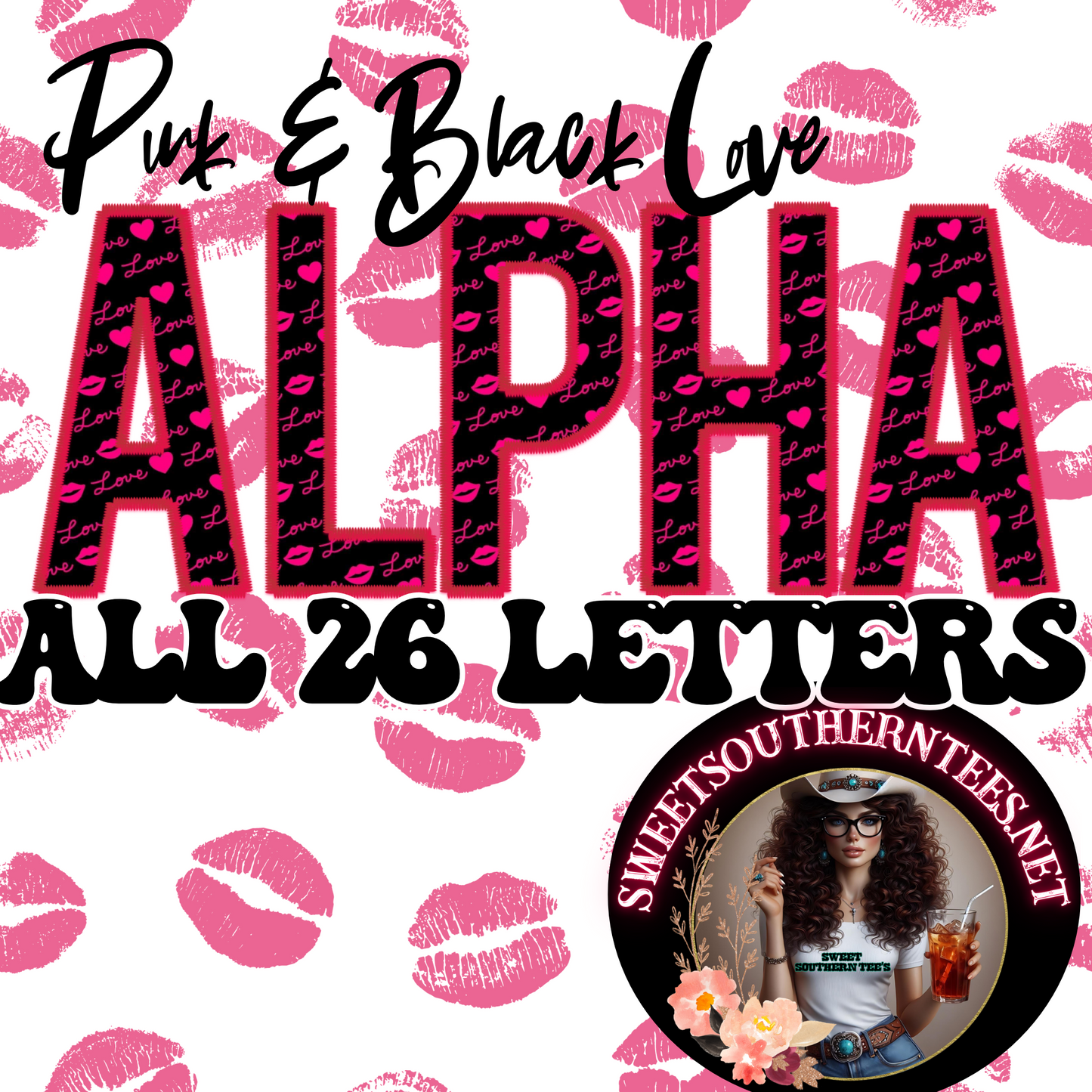 Valentine's Pink & Black Love Alpha Set