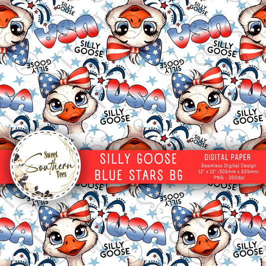 Silly Goose- Blue Stars- Patriotic- FOJ- Seamless- (May Drive 2025)