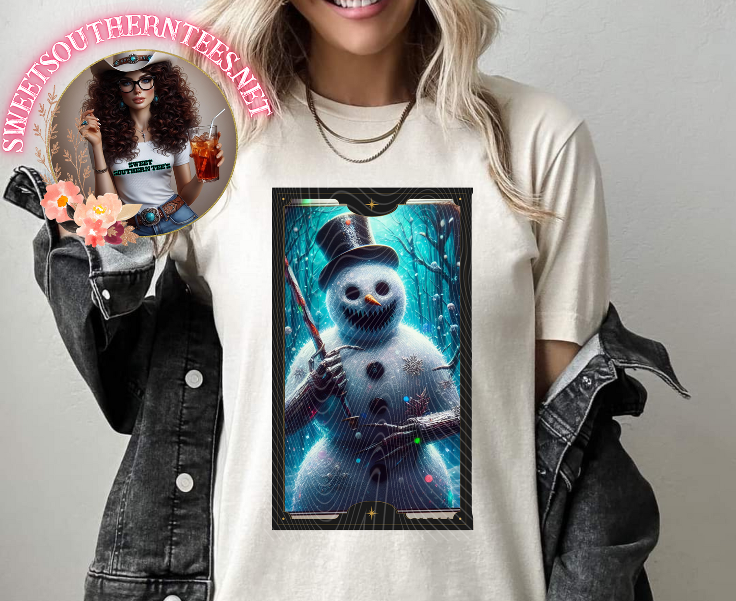 Creepy Snowman Tarot Card