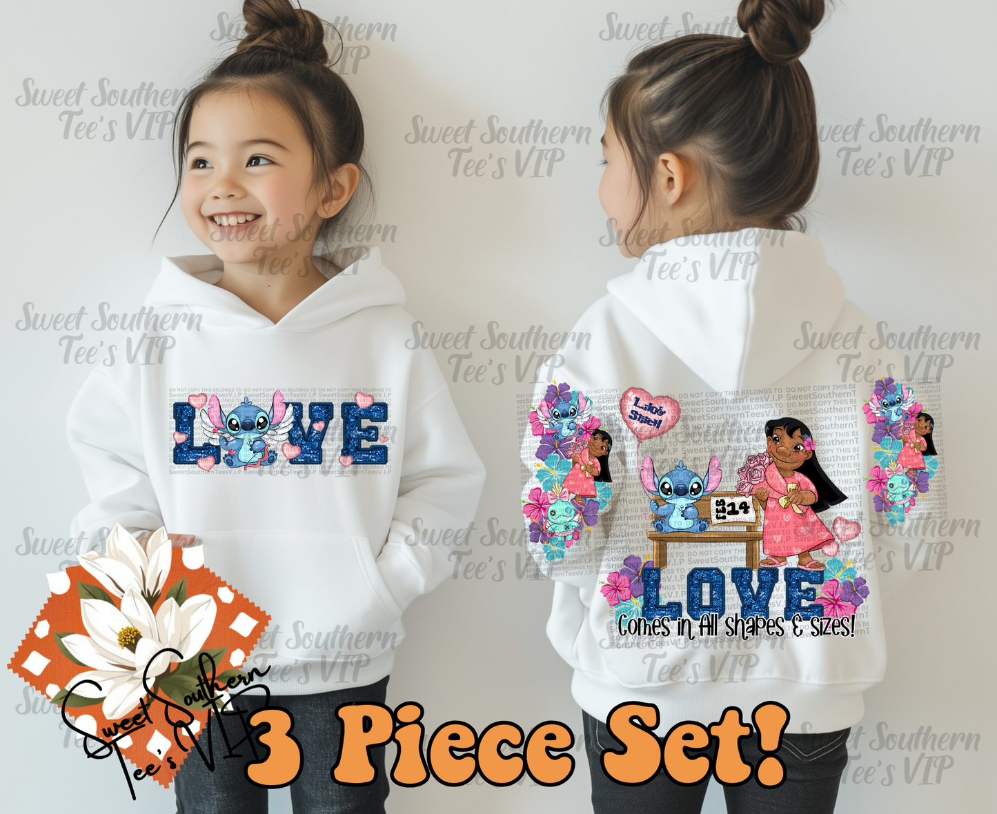 Stitch- Love comes in all shapes and sizes 3 piece set