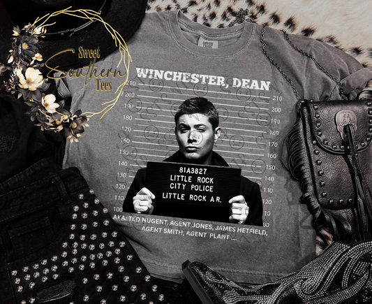 Supernatural-Dean Mugshot white