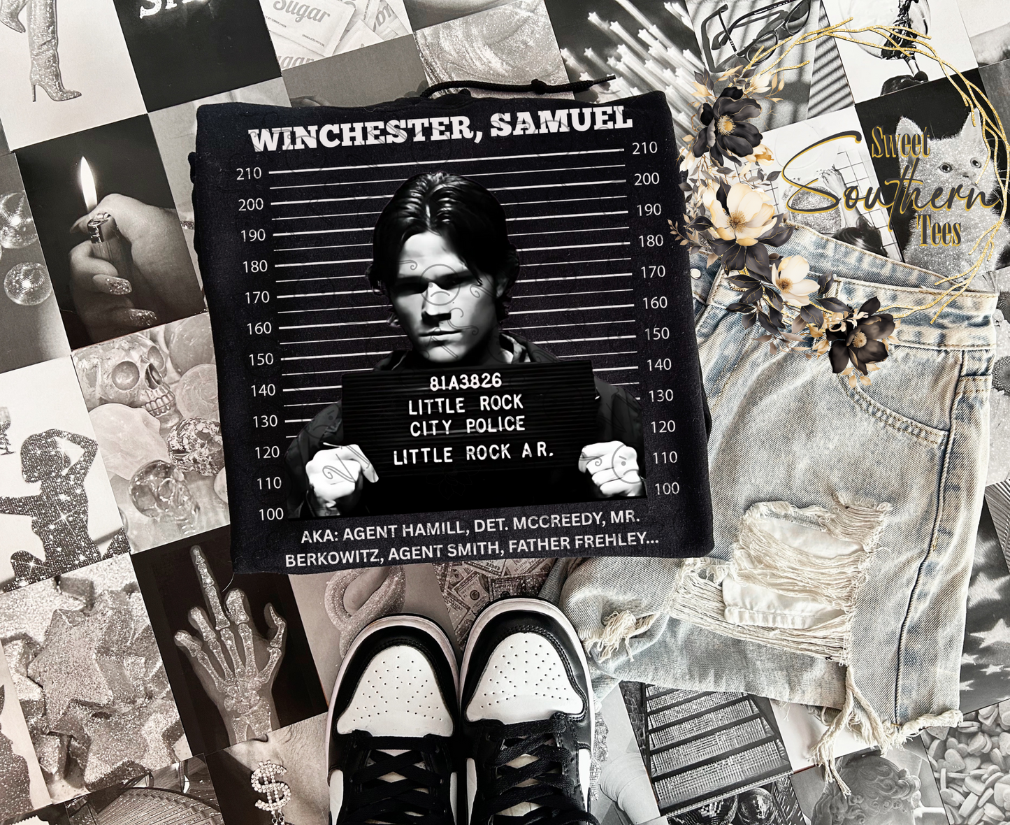 Supernatural- Sam Mugshot white letters