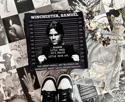 Supernatural- Sam Mugshot white letters