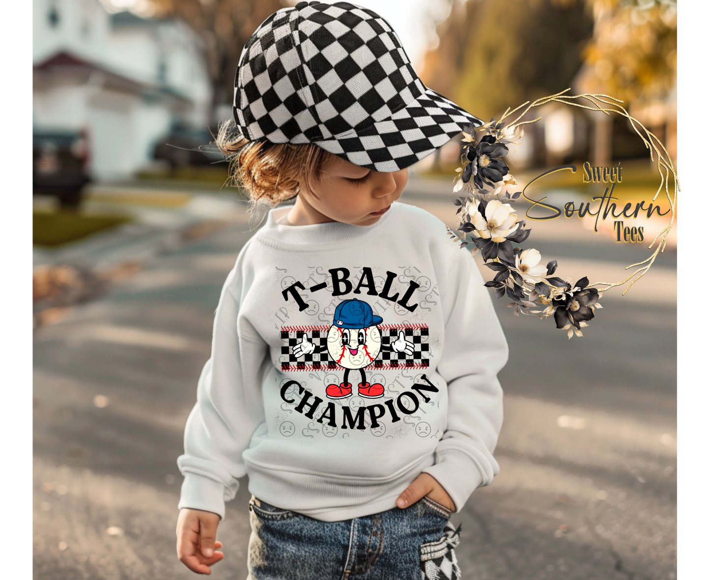 T-Ball Champion - 2 piece set (1 in Black letters and 1 in colorful letters)