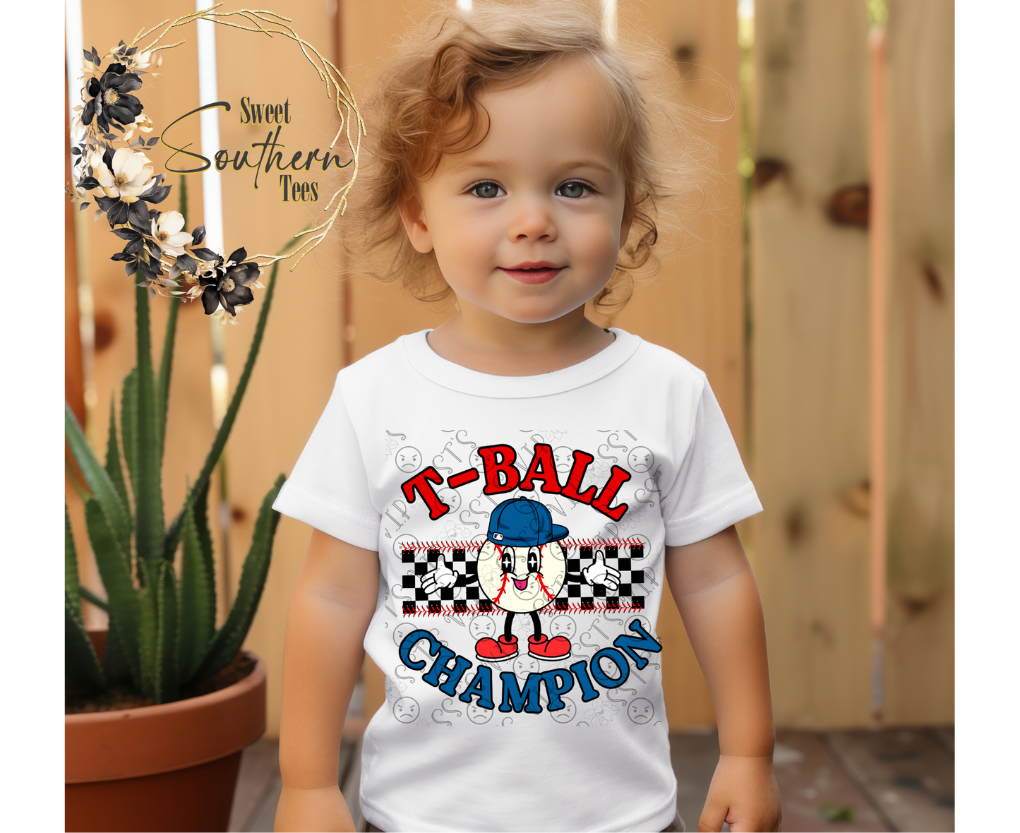 T-Ball Champion - 2 piece set (1 in Black letters and 1 in colorful letters)