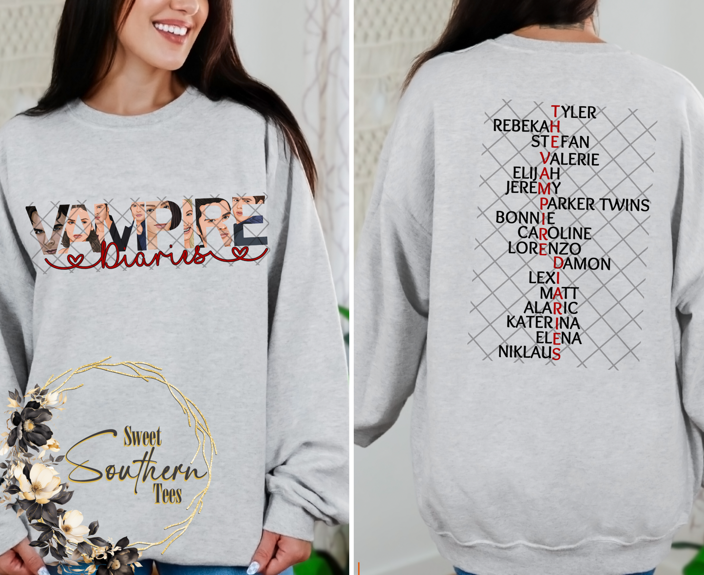 TVD-Vampire Diaries Letters, Pics, & Names- 2 piece set (black letters)