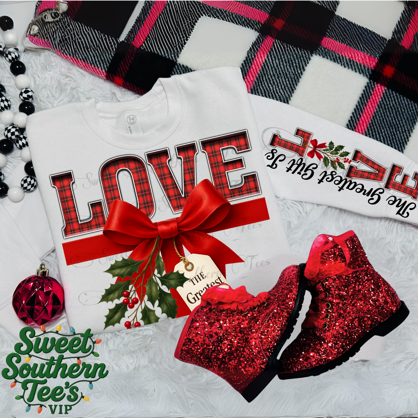 The greatest Gift Is Love- Red And Black Plaid - 2 Piece Set (September Design Drive 2025)