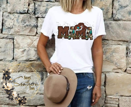 Western Mama- Turqouise Brown Leather Cow print