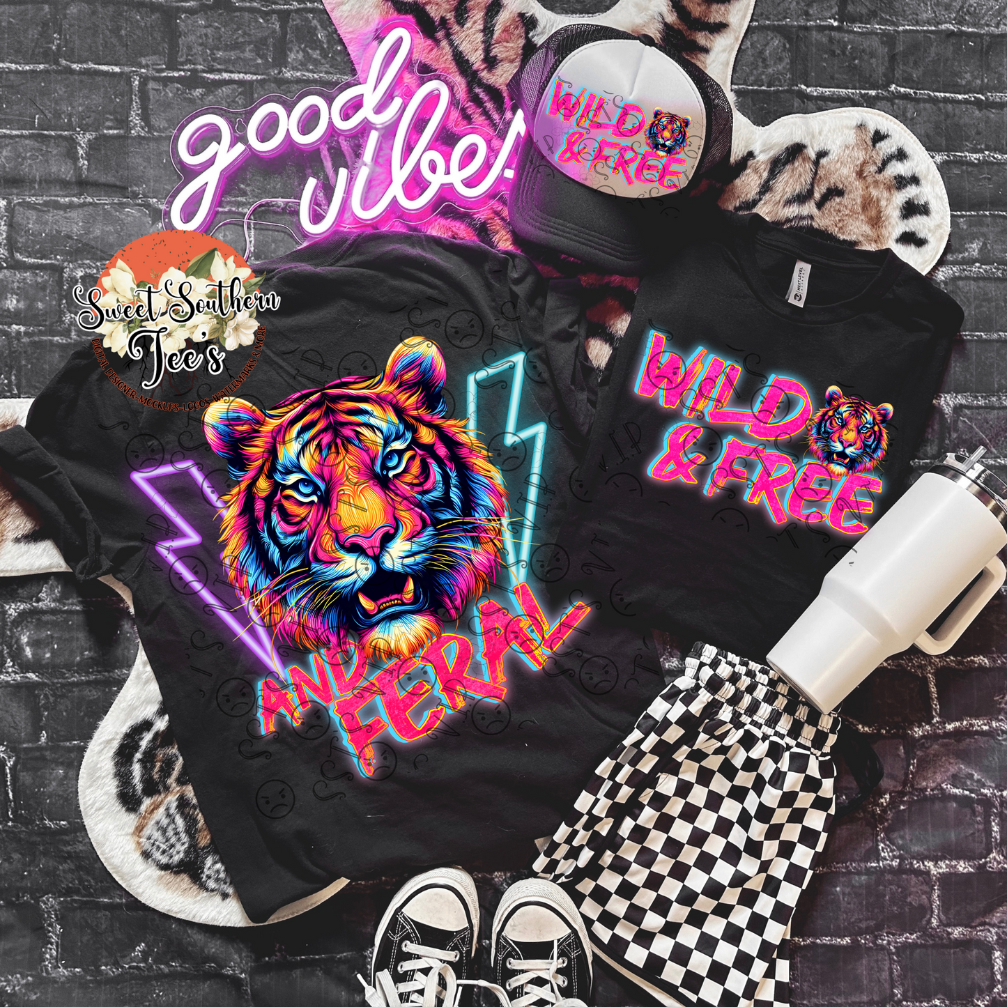 Wild, Free & Feral- Neon Tiger- 2 Piece Set (May Drive 2025)