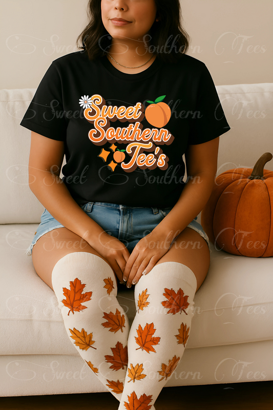 Woman-Fall-Black Tshirt-Mockup