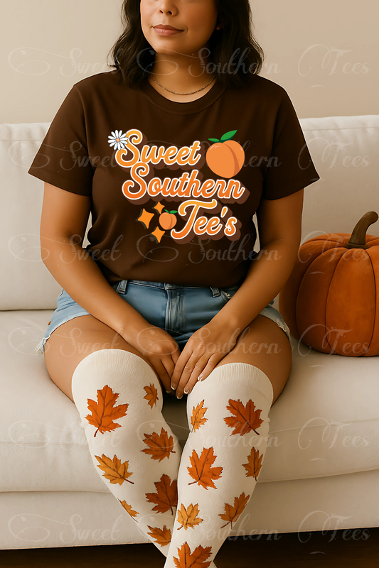 Woman-Fall-Brown Tshirt-Mockup