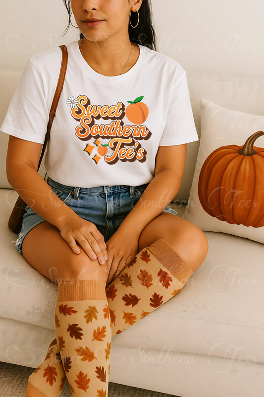 Woman-Fall With Purse-White Tshirt-Mockup