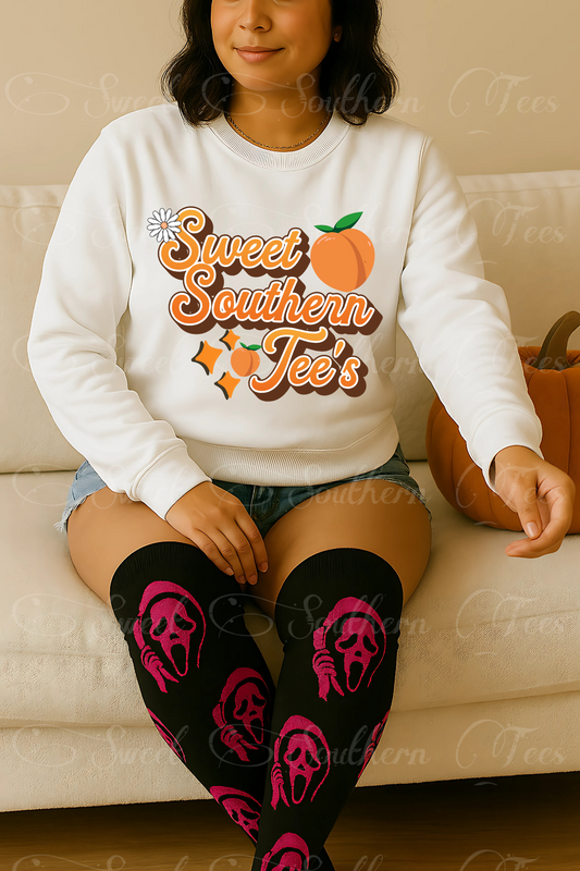Woman-Horror Fall-White Sweater-Mockup